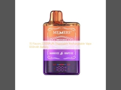 15 sabores 22000 puffs descargable recargable vape 650mAh batería